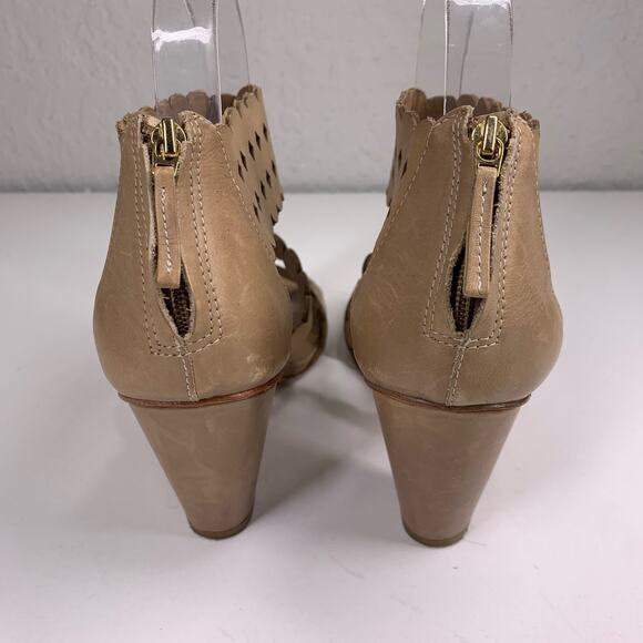 MASIERO Tan Leather Eyelet Strappy‎ Open Toe Heeled Sandals Size 7 - Picture 6 of 10